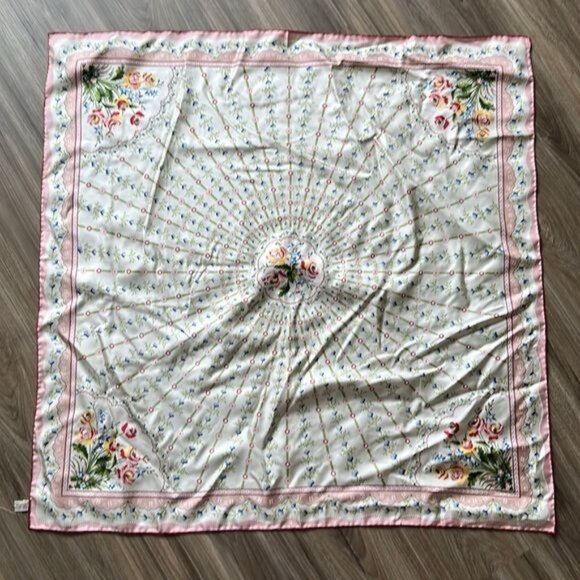 The Met Silk Floral Rose Scalloped Scarf - Picture 2 of 5